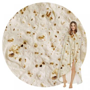 Funny Flannel Printing Round Food Tortilla Throw Blanket