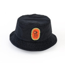 Custom Washed Cotton Foldable Bucket Hat with Woven Patch Logo