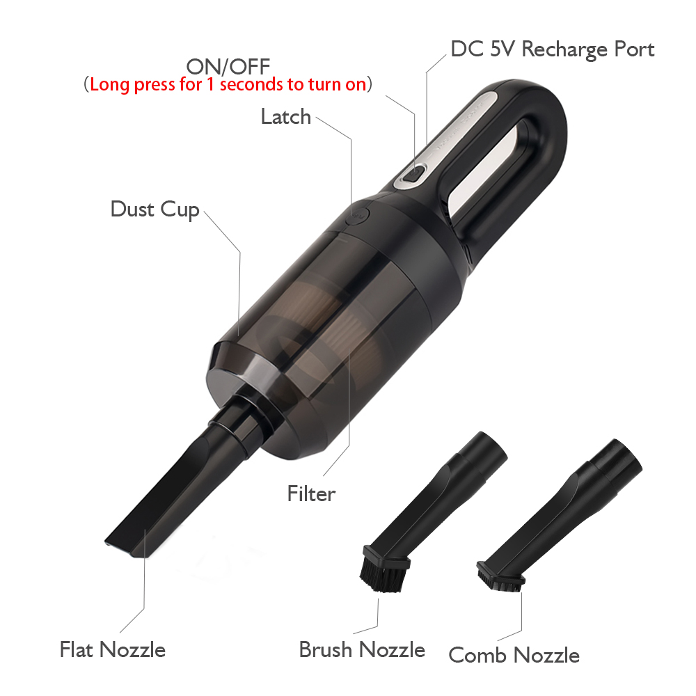 فراغ يده اللاسلكي USB قابلة للشحن سيارة فراغ