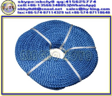 3 strand plastic twisted rope , pe 10mm nylon rope ,poly danline ropes