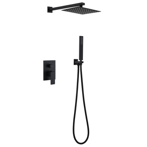 Matte Black Square Tub Shower Faucet Set