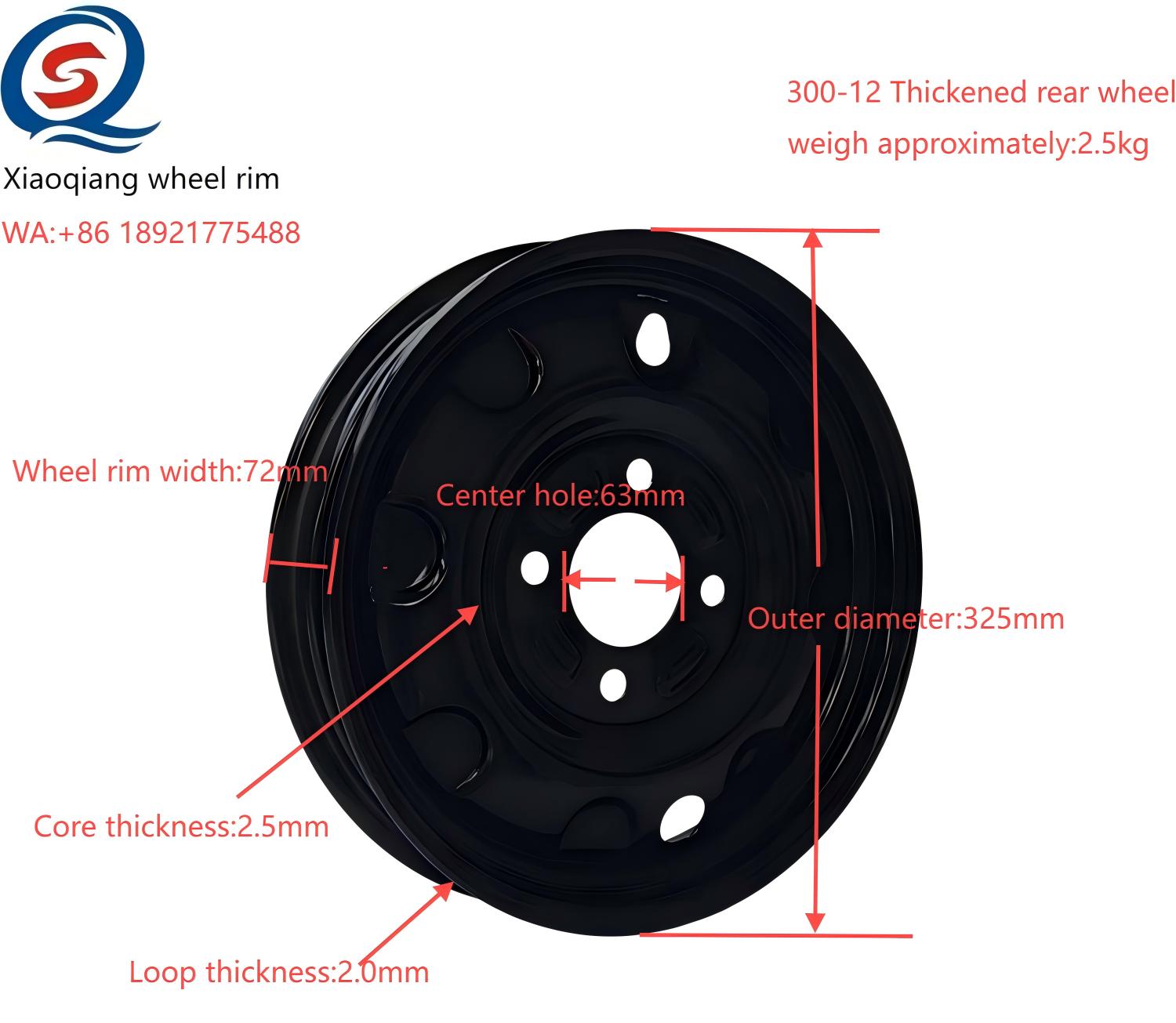300-12 ruedas traseras con calma completa 2.5 kg 300-12thickened rear wheels full 2.5kg
