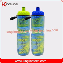 Garrafa de água plástica de esportes de parede dupla de 600 ml com BPA Free