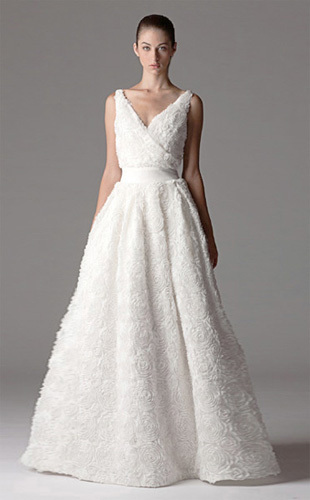 Ball Gown V-neck Floor-length Organza Appliques Wedding Dress