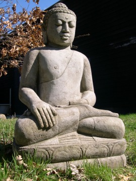 Stone Meditating Buddha Garden Statue Asian Art Patio Decor