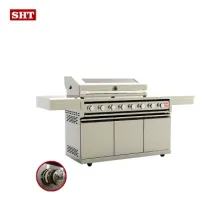 China Manufacturer 8burners Outdoor Kitchen Cabinet Grill on Wheels