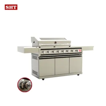 China Manufacturer 8burners Outdoor Kitchen Cabinet Grill on Wheels