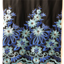 Shaoxing Rayon Satin With Embroidey On Black