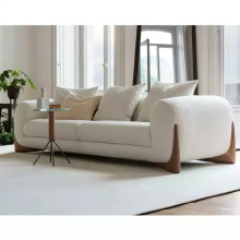 Modern Wooden Sofa - Simple Fabric Soft Double Sofa for Living Room