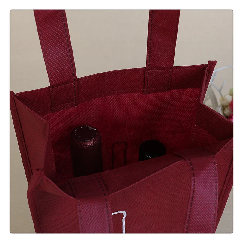 Wholesale Eco Friendly Heavy Duty Reusable Divided 4 Bottles / 6 Bottles Carrier Non Woven Wine Tote Bag