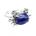 Gemstone Crab Adjustable Ring Natural Stone Quartz Charm Crab Rings for Women Men