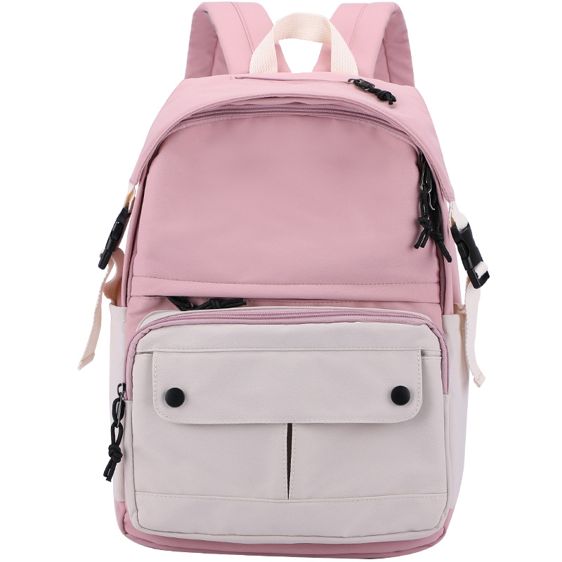 New casual pink foldable student canvas laptop compartment shoulder backpack bags for teenagers