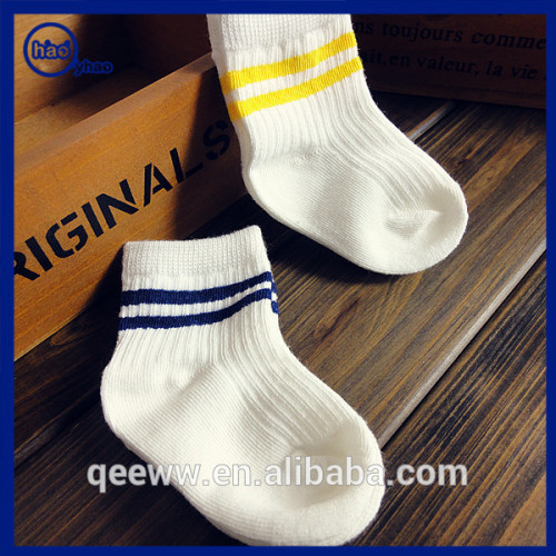 2016 spring summer baby socks white with two striped lines baby socks boys girls cotton baby dress cutting children socks