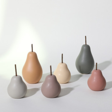 Ceramic Pear Figurines - Creative Matte Fruit Statues for Home Decoration