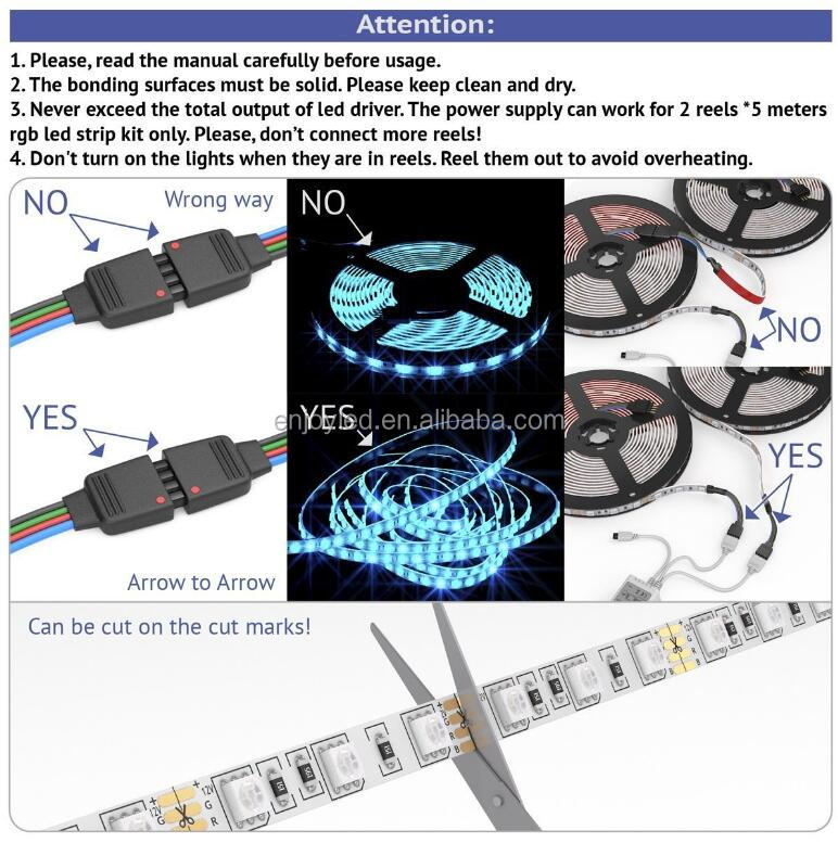 32.8ft 10m RGB 300LEDs waterproof Light Strip Kits with infrared 44 Key for home decoration