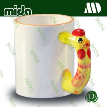 High quality 11oz ceramic sublimation mug with animal handle