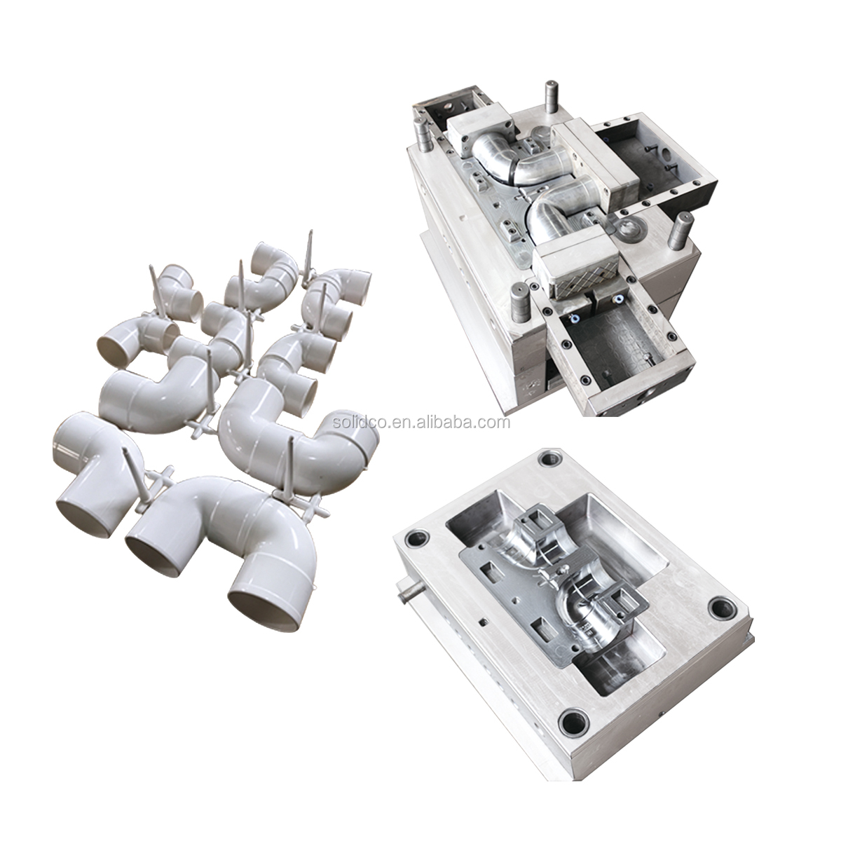 Plastic 4 cavity injection elbow mould 90 degree PVC pipe fitting mould