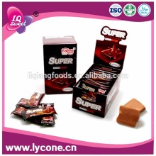 Decaffeinated chocolate flavor chewy candy