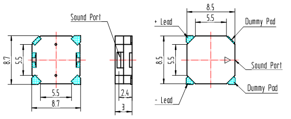 8.5x8.5x3mm SMD Magnetic Trasducer Buzzer 3.3V 5V