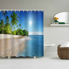 Sea Wave Beach Waterdicht Douchegordijn Kokospalm Tropische Badkamer Decor