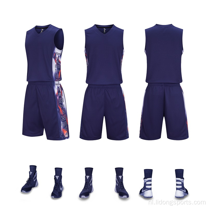Aangepaste mannen basketbal uniform set jeugdbasketbalkleding