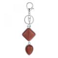 Rhombus Water Drop Gemstone Pendant Keychains Natural Quartz Teardrop Chaveiro