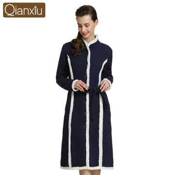 Qianxiu polyester colorful women thick winter bathrobes