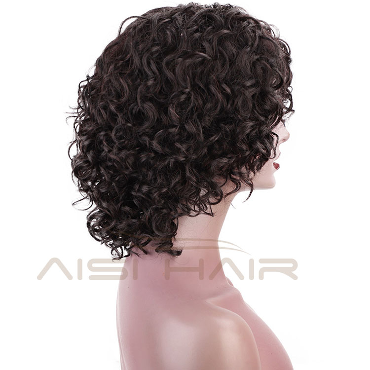 Aisi Hair Unprocessed Human Hair Natural Girls 150% Density Afro Kinky Curly Wave Short Bob Brazilian Human Hair Wig