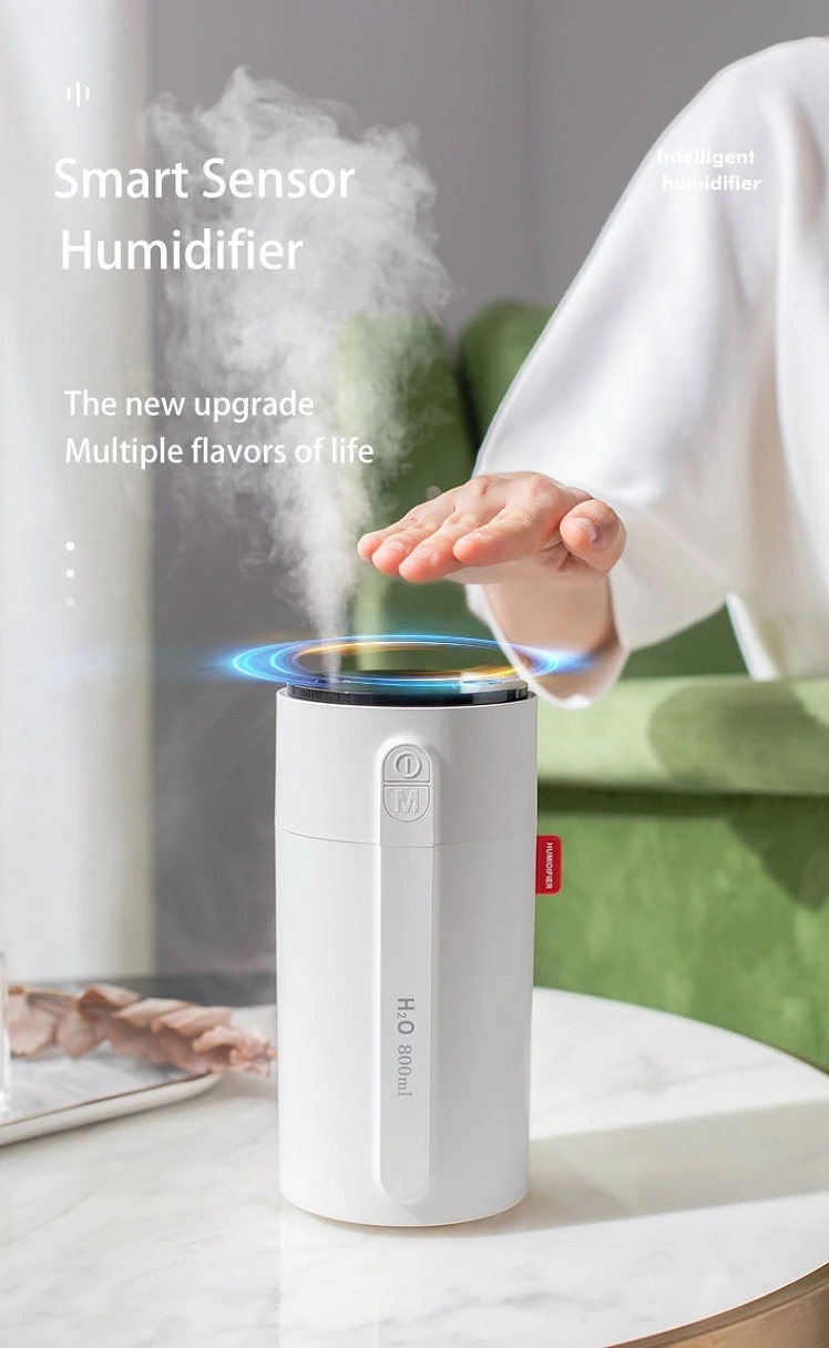 Induction Type Smart Portable Double Mist Air Humidifier Wireless Rechargeable 2000mAh Battery Infrared Sensor 800ml USB Mini Humidifier