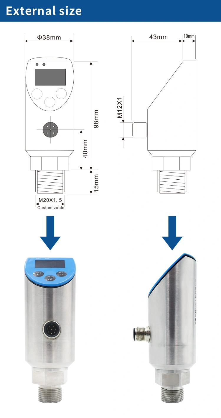 Pressure Switch with OLED Display and 330° Rotation