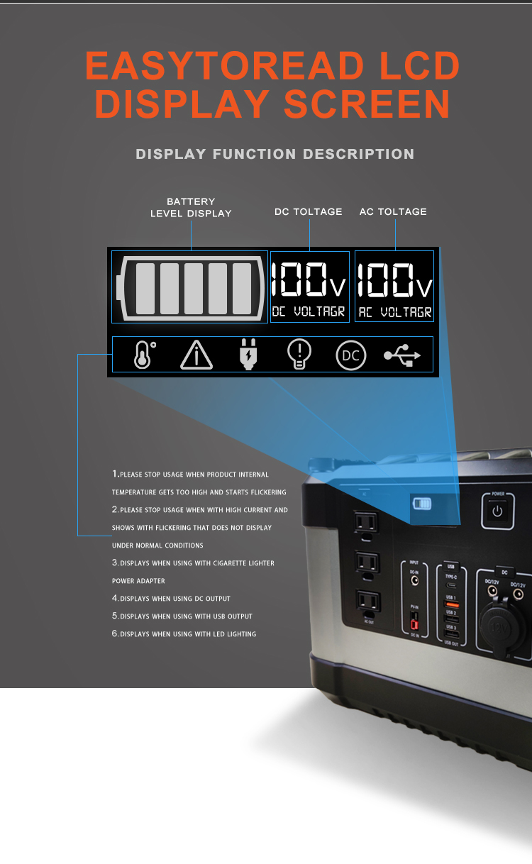 300W portable emergency generator backup power source with LCD