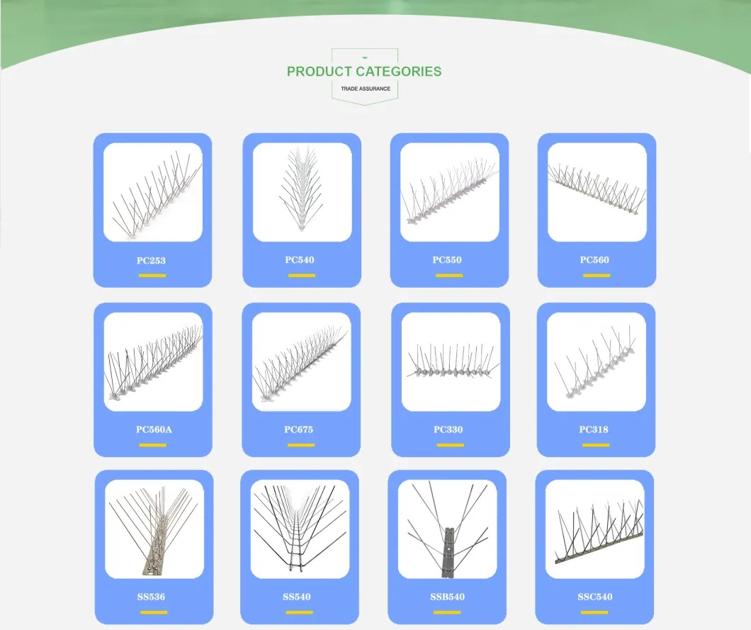 S. S 304 UV Resistant Poly Carbonate Basement Stainless Steel Anti Bird Spikes