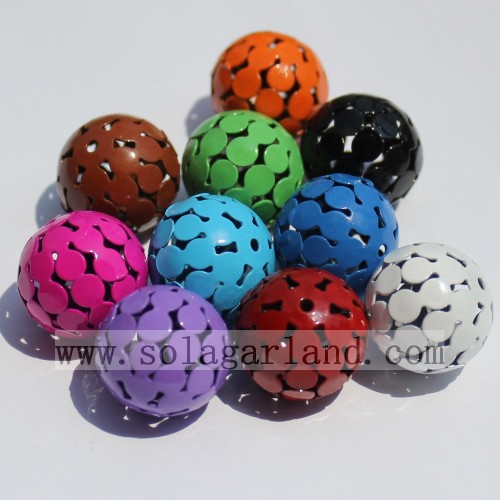 Round Metal Carved Hollow Spacer Charms Beads For Jewelry Making