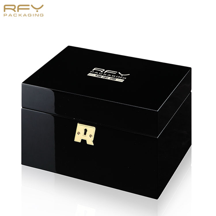 Sublimation Luxury Black Piano Lacquer Wood Storage Gift Wooden Packaging Boxes