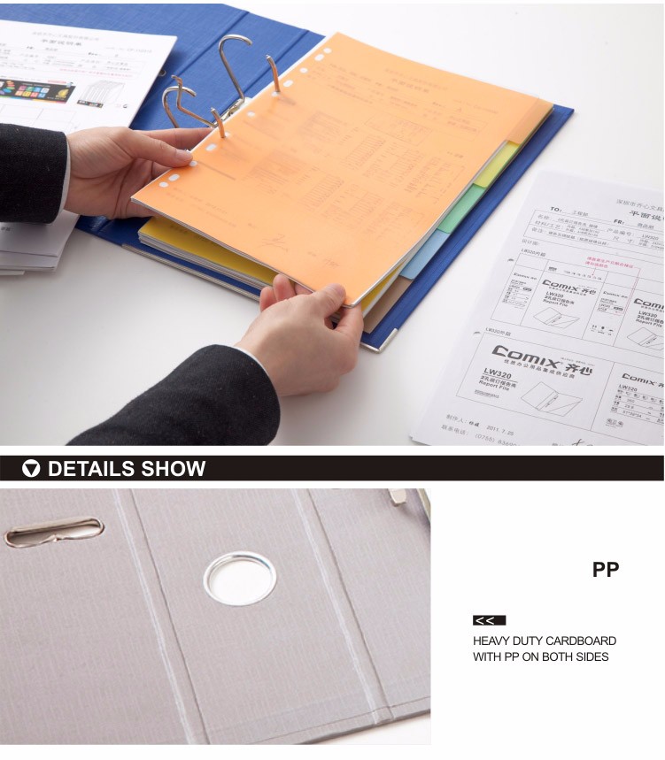 comix hot selling Double Side PP Material and A4 Lever Arch File Type office stationery file folder