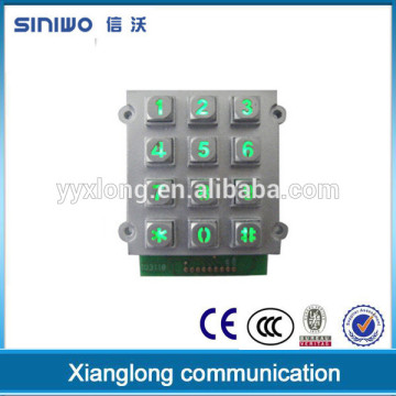 vandal proof backlit keypad,12 button keypad