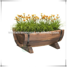 New Garden Wooden Rustic Half Barrel Planter Spring Flowers/Summer Bedding Plant