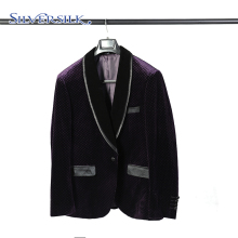 Velour Gentlemen Suits Purple Mens Blazers Party Wear