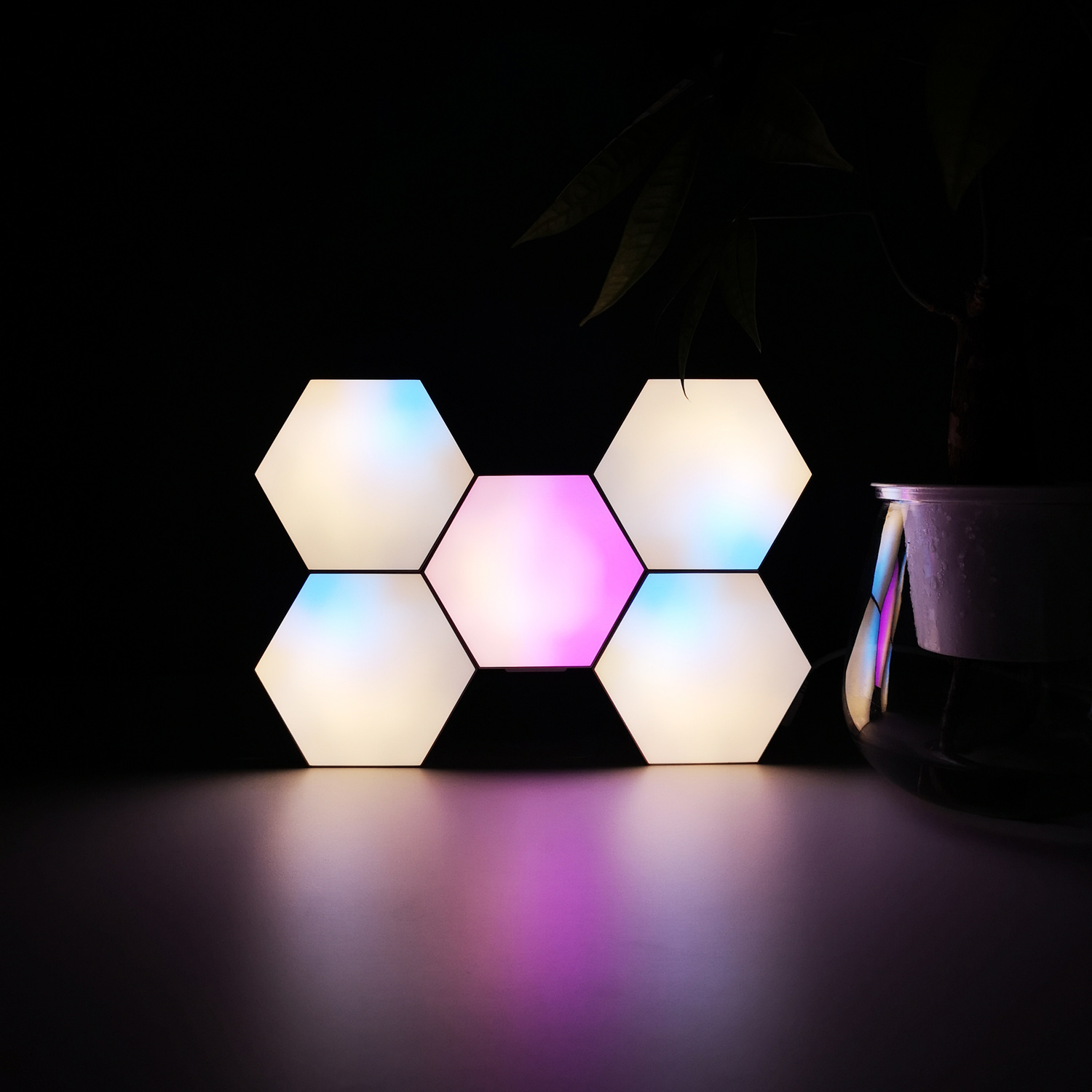 high-quality geometry light fixture diy assembling quantum rgb led hexagon panel light