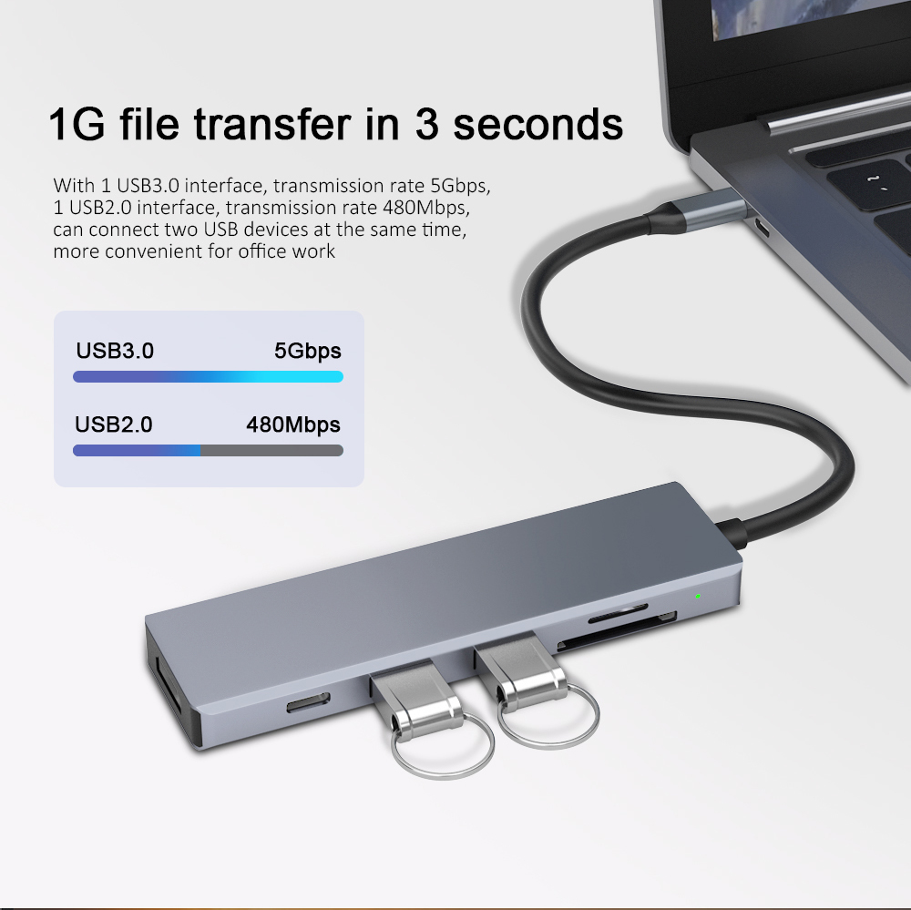 6 in 1 Multiport Type C Docking Station