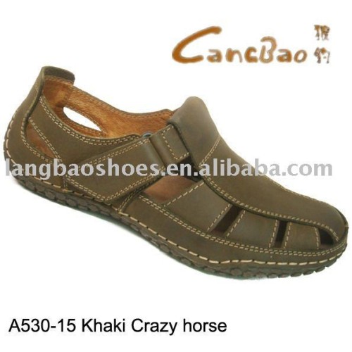 hand sewing outsole men fashion genuine leather sandal