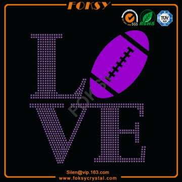 Love Football glitter rhinestone heat transfers