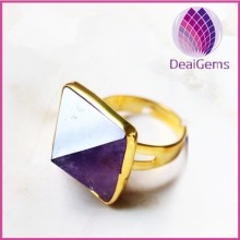 Hot sale natural gemstone pyramid amethyst druzy ring