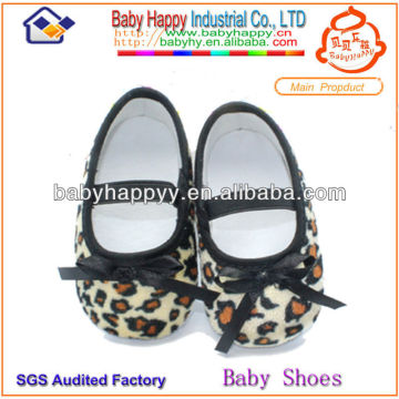 2014 New Arrival Leopard & Bowknot Pattern Cotton Cozy Fashion Baby Girl Dress Shoes