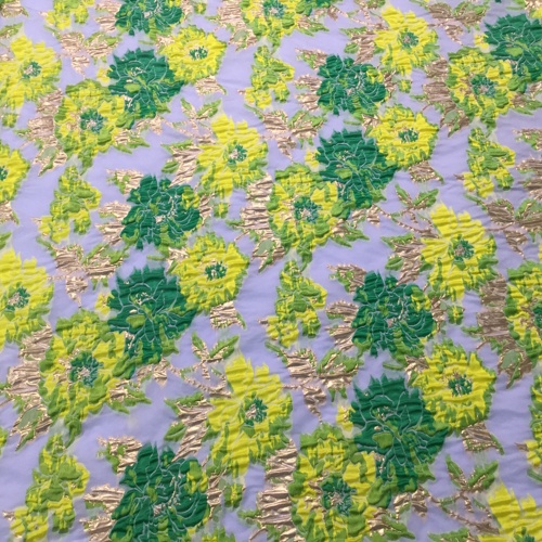 Zielony kwiatowy żakardowy materiał neopaque