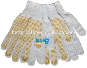 10 Guage Bleach T/C Wholesale Work Gloves Yellow PVC Palm Dots