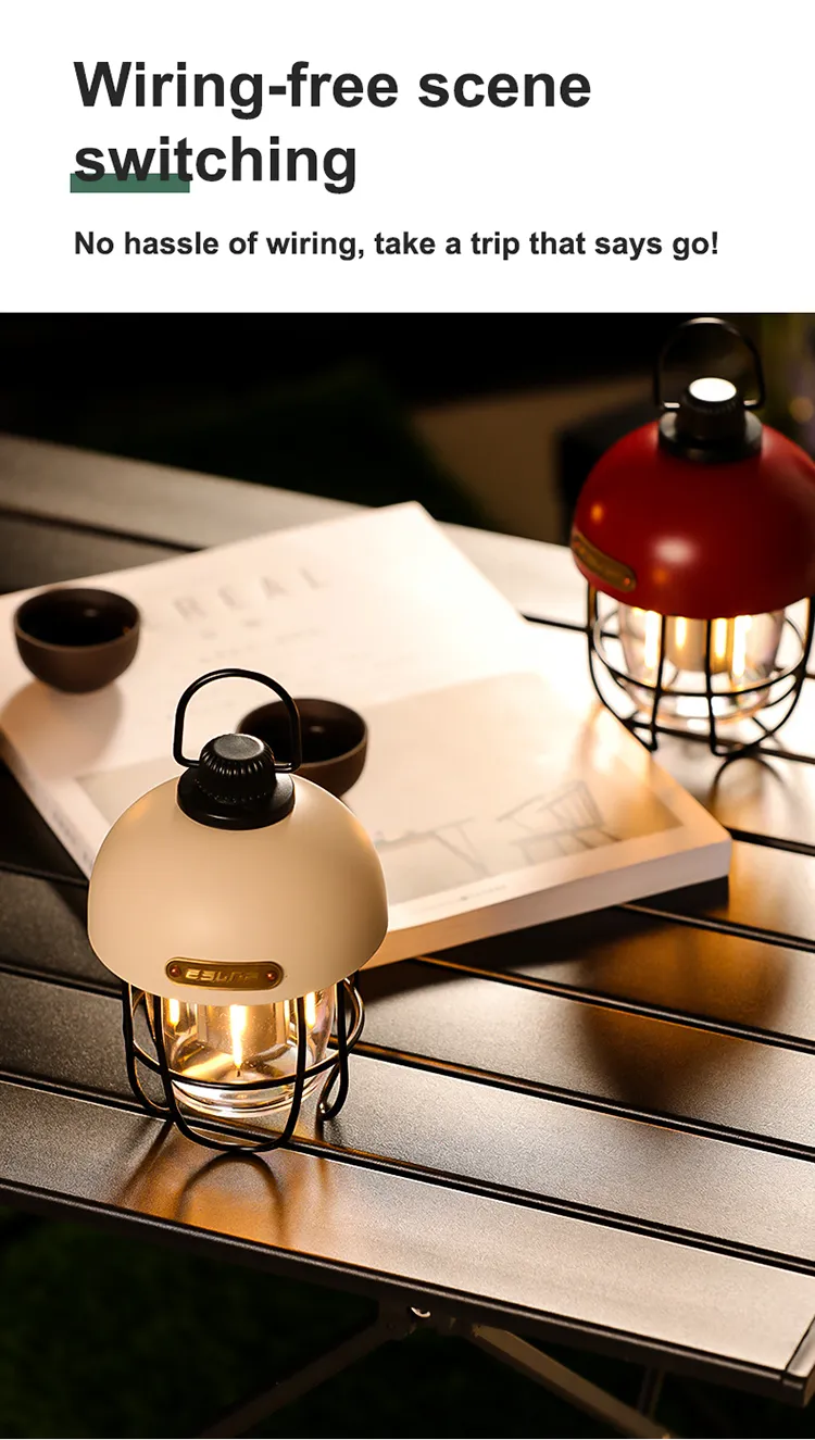 Retro LED Solar Camp Light with Built-in 18650 Battery