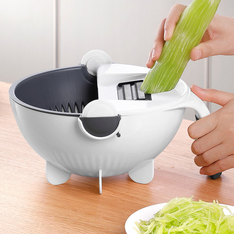 Kitchen Multi Functional Shredder Wet Fruits Drain Basket Blade Cutter Manual 9 in 1 Slicer Vegetable Grater