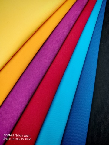 Knitted Nylon spandex single jersey fabric in solid