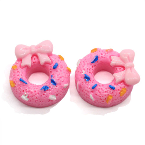 Groothandel 15mm Kawaii Strik Donuts Hars Decoratie Ambachtelijke Plaksteen Cabochon Simulatie Voedsel DIY Scrapbooking Telefoon Haar Boog